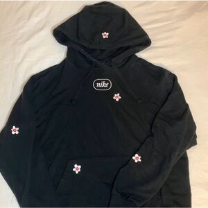 Nike Black Hoodie with Floral Accents
